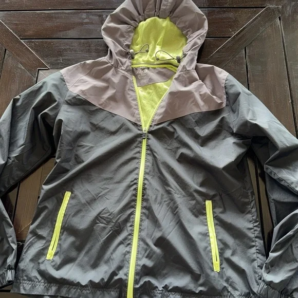 BCG Windsuit Gray Black Neon Green Hooded Jacket & Pants Tracksuit Unisex Sz L - Picture 6 of 14